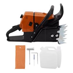 gasoline chain saw power head with fast start and safety stop