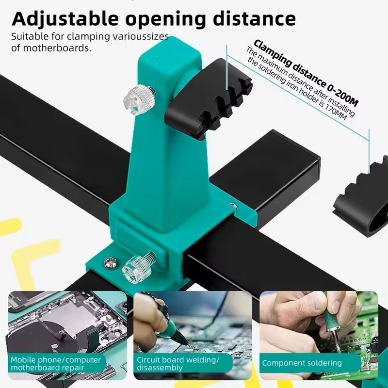 Adjustable PCB Holder With 360 Rotation For Soldering Assembly 200300mm Range 3