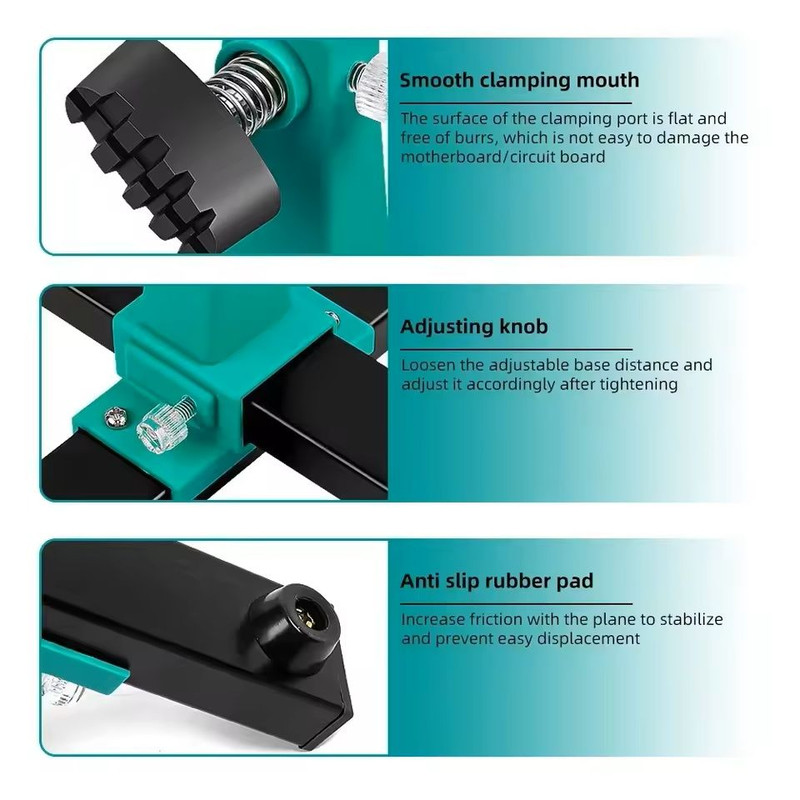 Adjustable PCB Holder With 360 Rotation For Soldering Assembly 200300mm Range 5