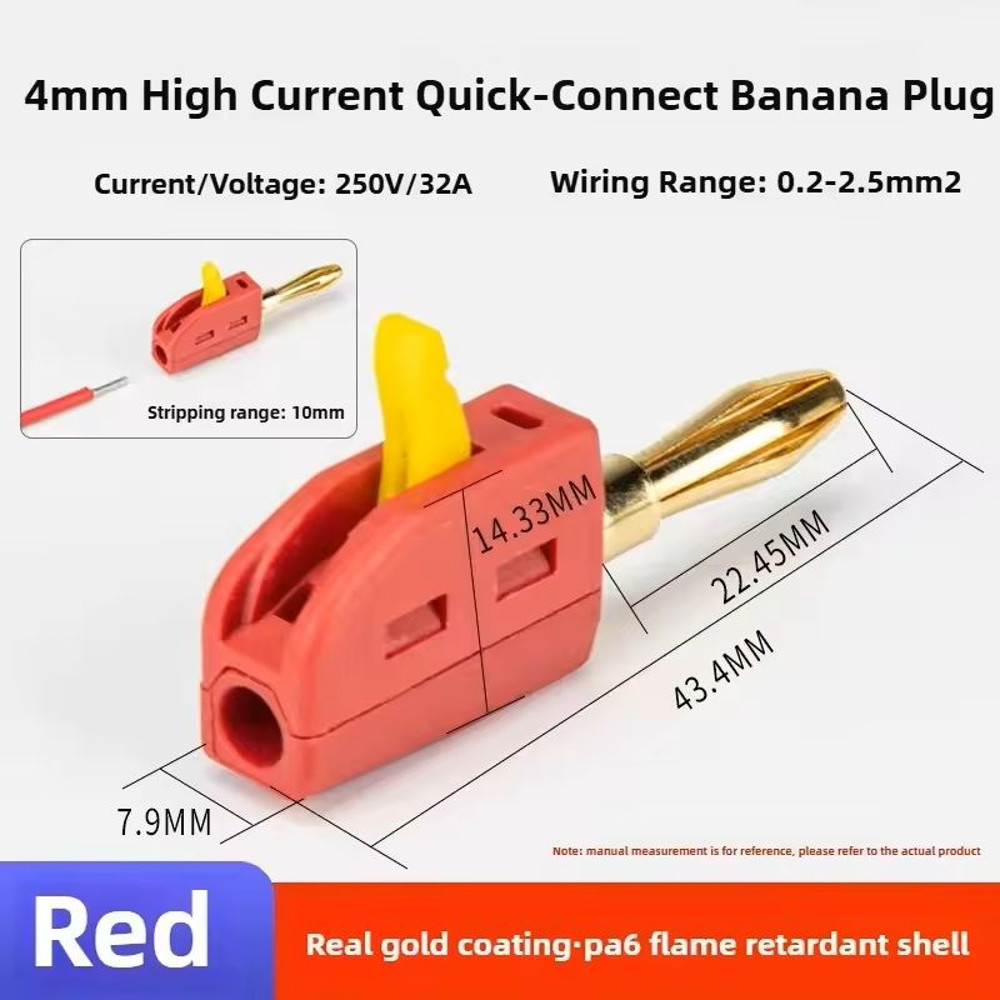 10 Piece GoldPlated Banana Plug Connector Set For High Current Electrical Testing 2