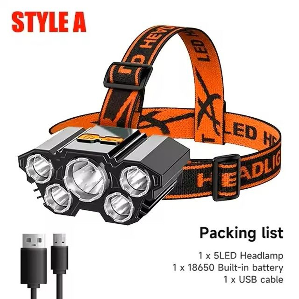 USB Rechargeable LED Headlamp With Built In Battery For Camping And Night Fishing 6