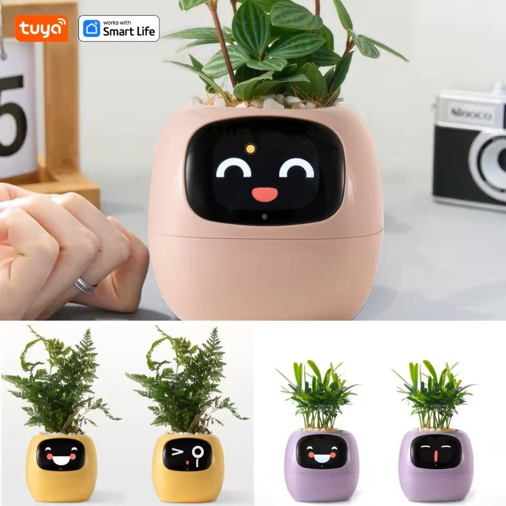 Smart AI Planter With LED Expressions And Sensors For Easy Fun Plant Care 0