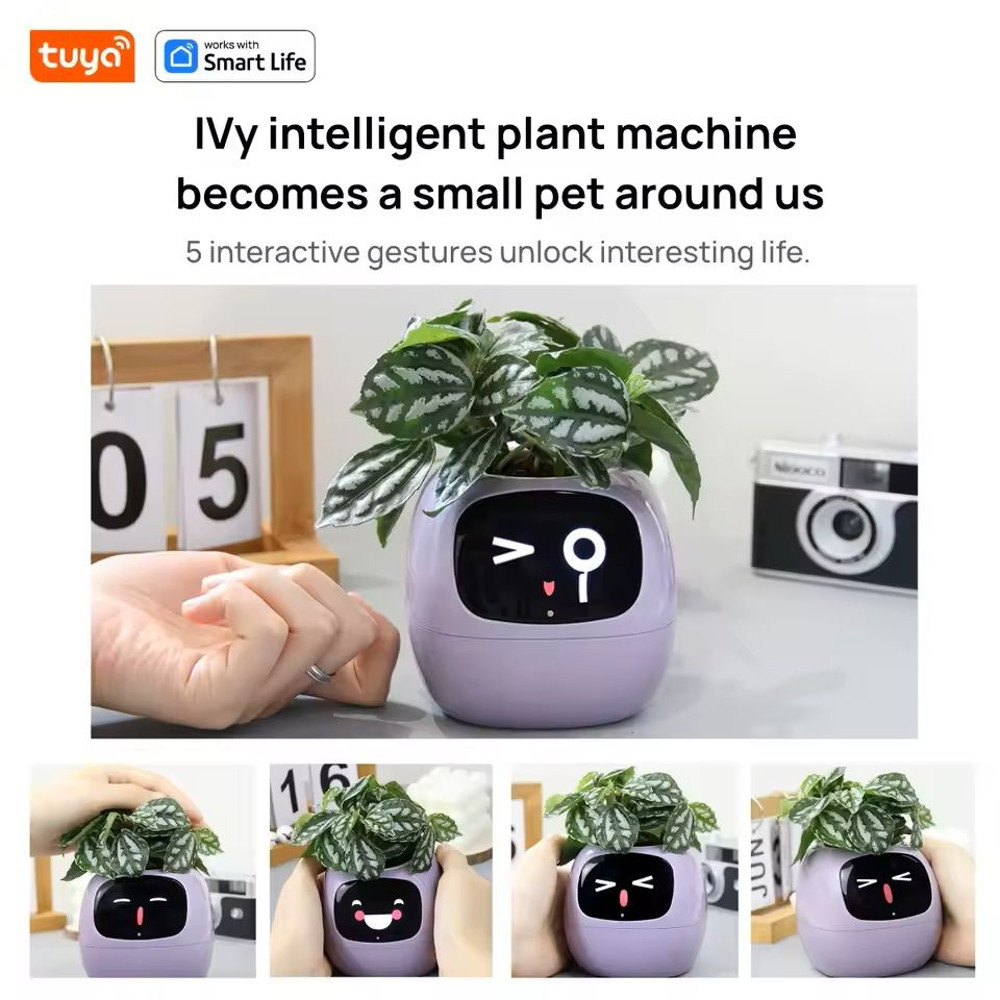 Smart AI Planter With LED Expressions And Sensors For Easy Fun Plant Care 7