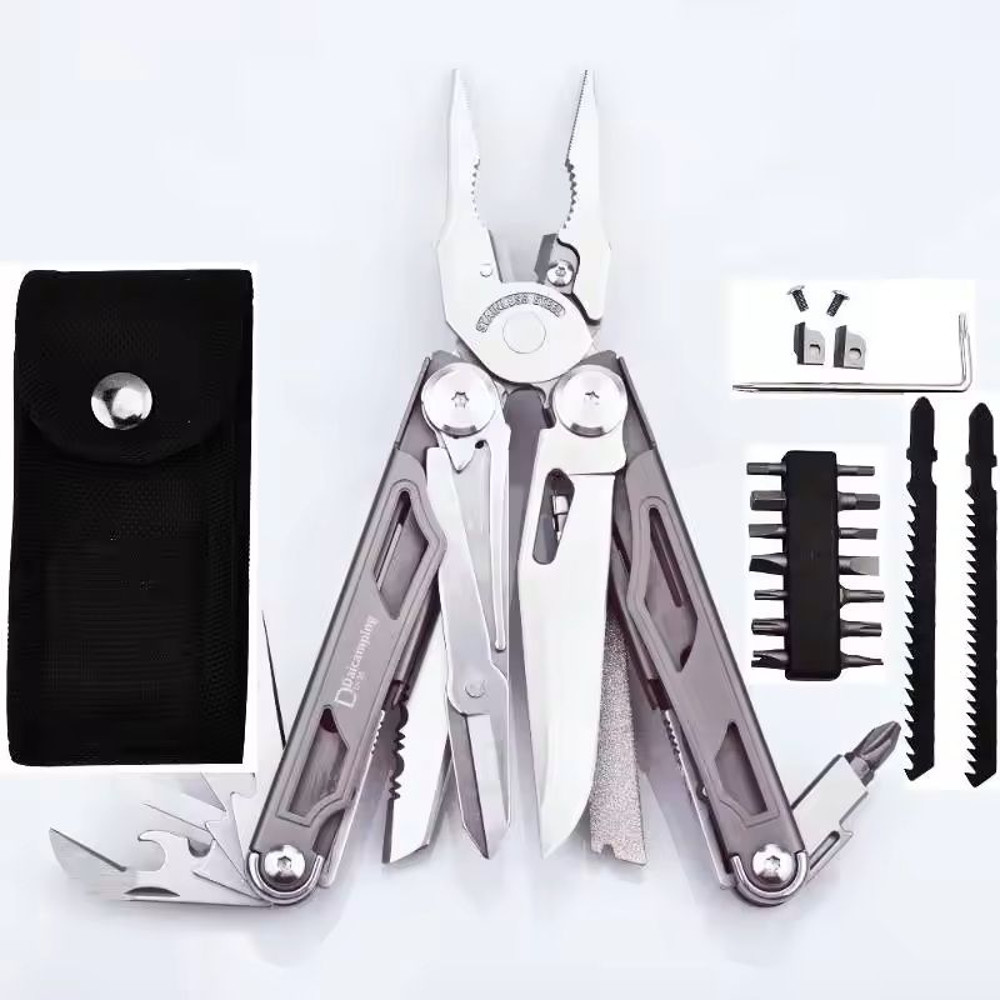Multifunction Folding Tool Set With Knife Scissors And Pliers For EDC And Survival Use 0
