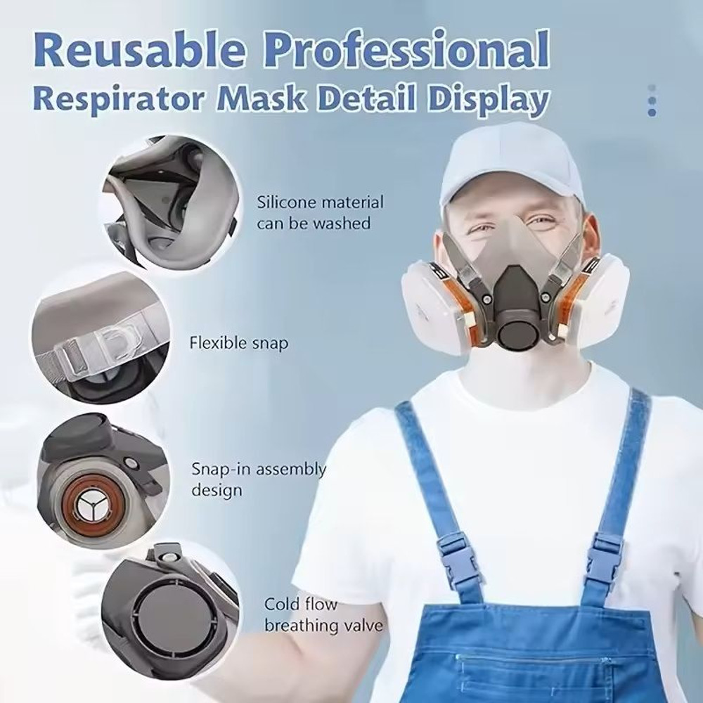 Reusable Half Face Respirator Mask With Filters For Dust Gas And Chemical Protection 2