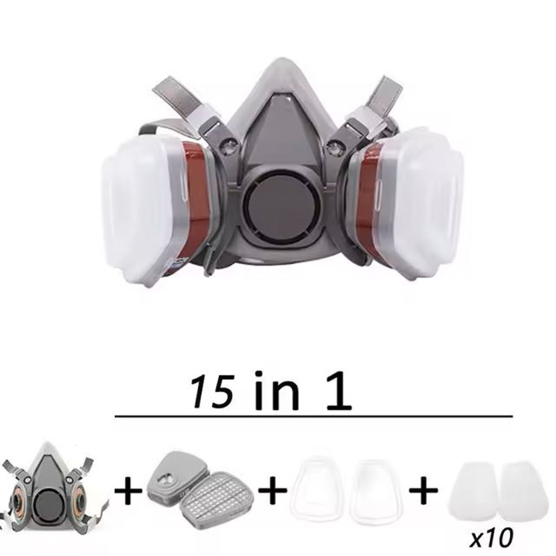 Reusable Half Face Respirator Mask With Filters For Dust Gas And Chemical Protection 8