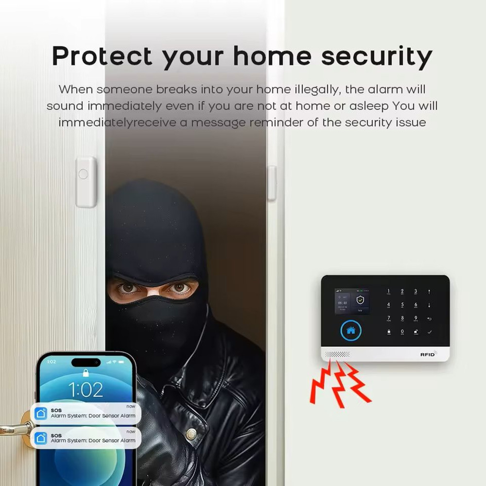 Smart WiFi GSM Home Alarm System With Motion Sensor And App Control For Alexa 4