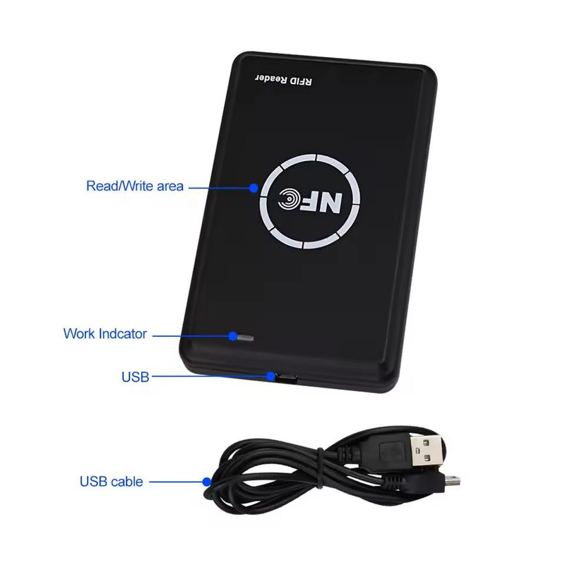 NFC RFID Smart Card Reader And Writer USB Copier For Access Control Key Fob And Tag Duplication 2
