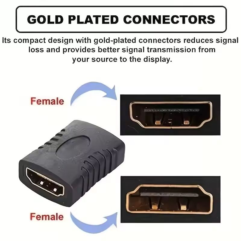 HDMI Female To Female Adapter 2 Pack Coupler Extender For 1080P 4K HDTV Connection 5