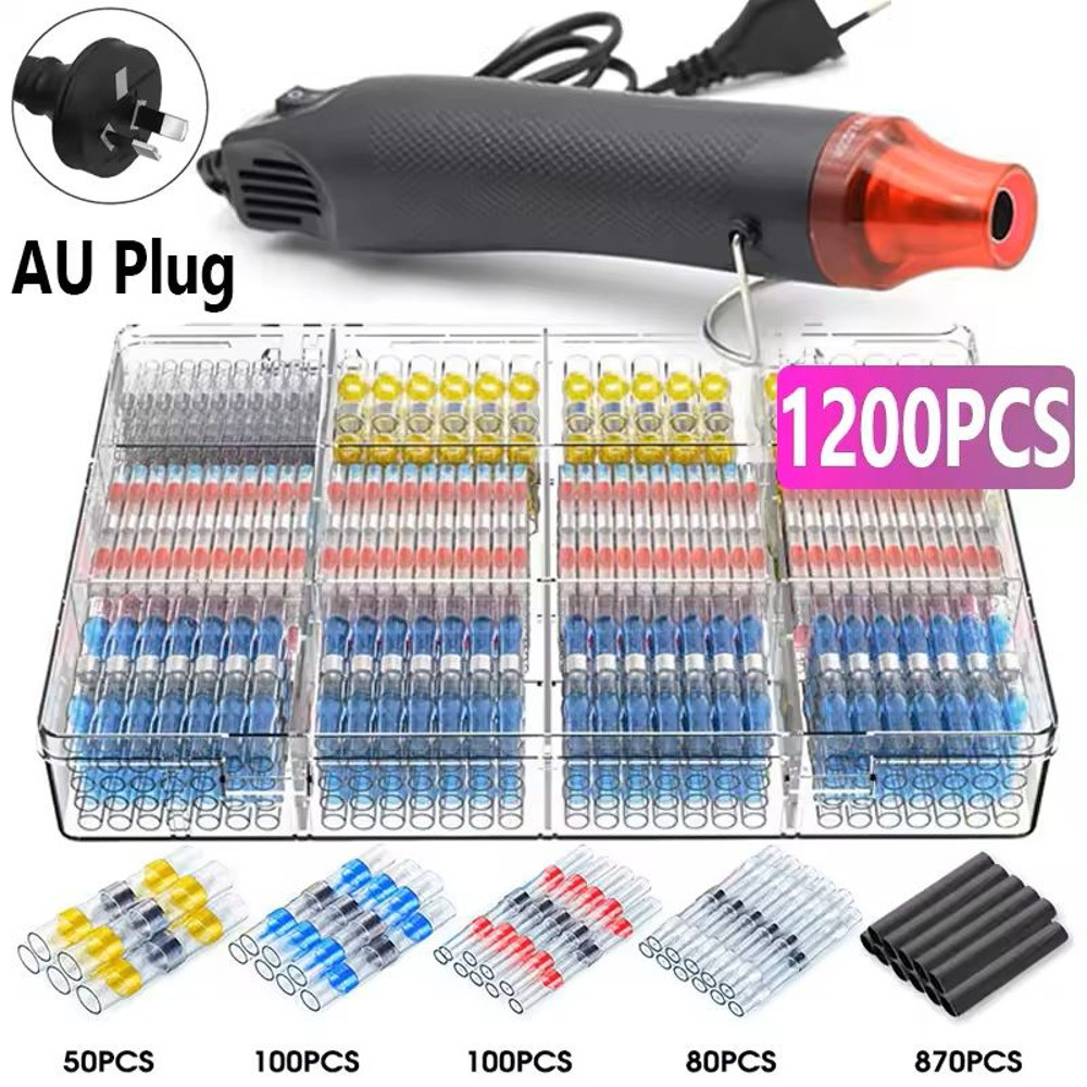 Waterproof Heat Shrink Wire Connector Kit Solder Seal Crimp Terminals With Optional Heat Gun 50120 15