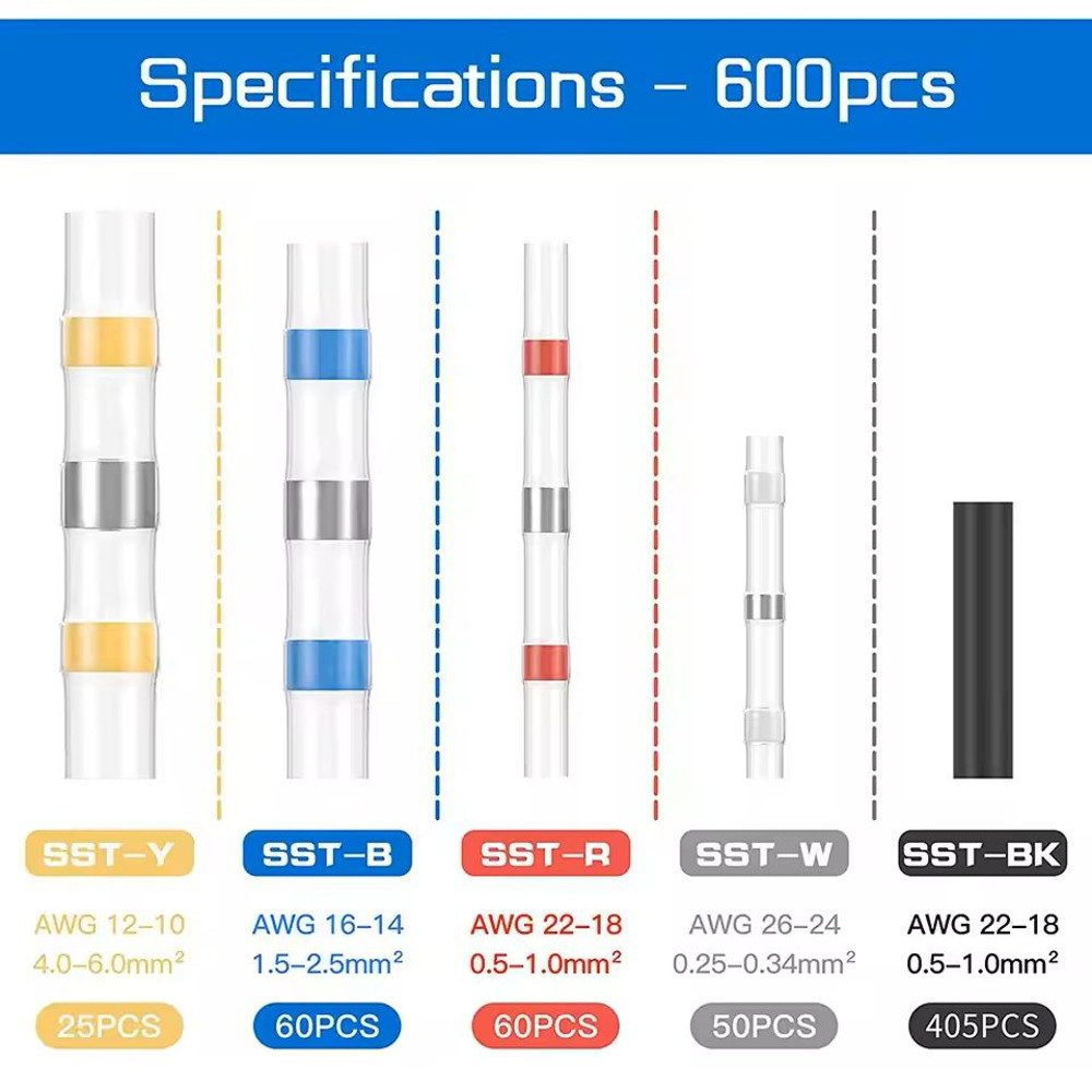 Waterproof Heat Shrink Wire Connector Kit Solder Seal Crimp Terminals With Optional Heat Gun 50120 2