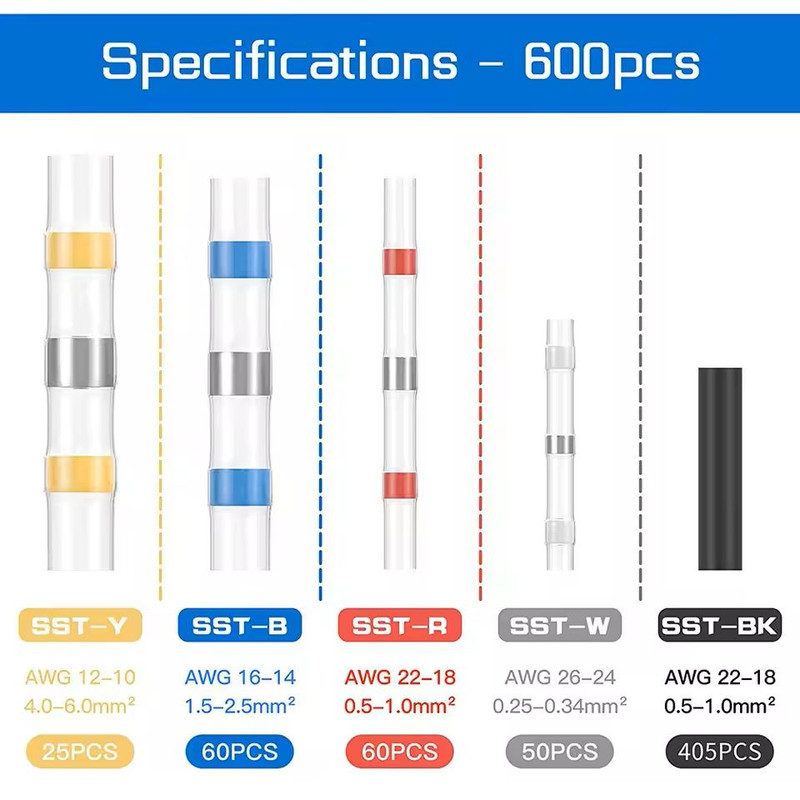 Waterproof Heat Shrink Wire Connector Kit Solder Seal Crimp Terminals With Optional Heat Gun 50120 2