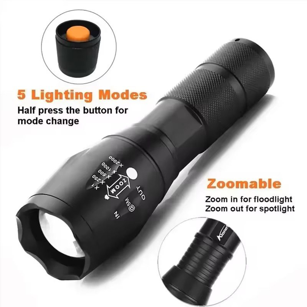 High Power T6 LED Flashlight With Zoom And Waterproof Aluminum Body 3