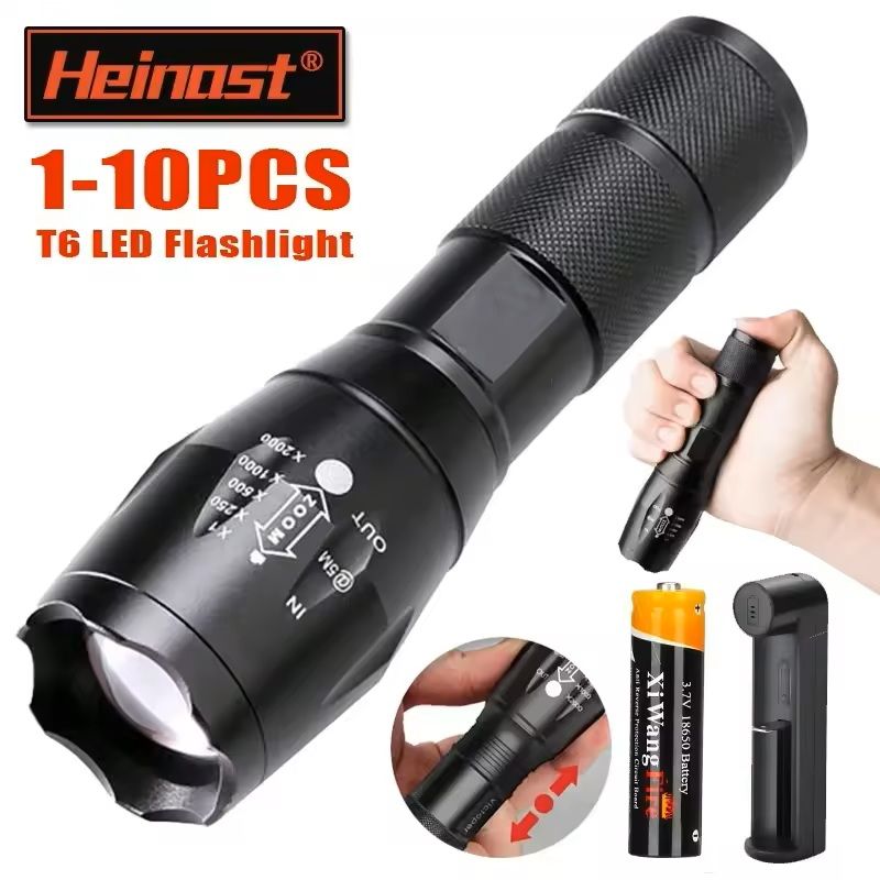 High Power T6 LED Flashlight With Zoom And Waterproof Aluminum Body 0