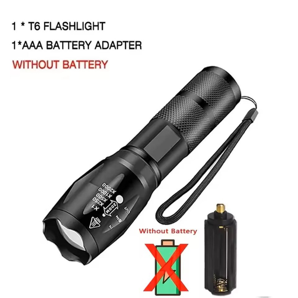 High Power T6 LED Flashlight With Zoom And Waterproof Aluminum Body 6
