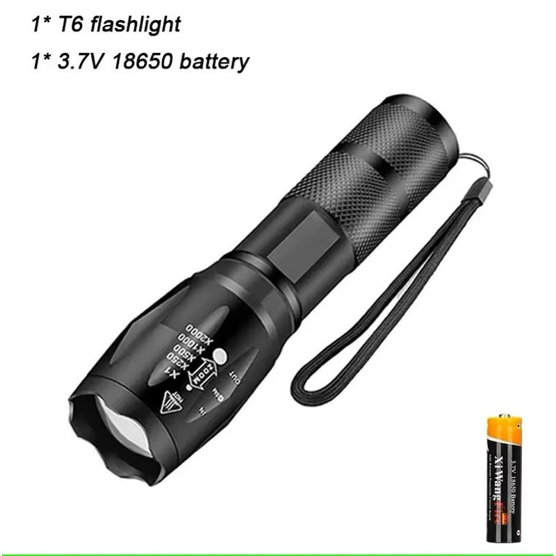 High Power T6 LED Flashlight With Zoom And Waterproof Aluminum Body 7