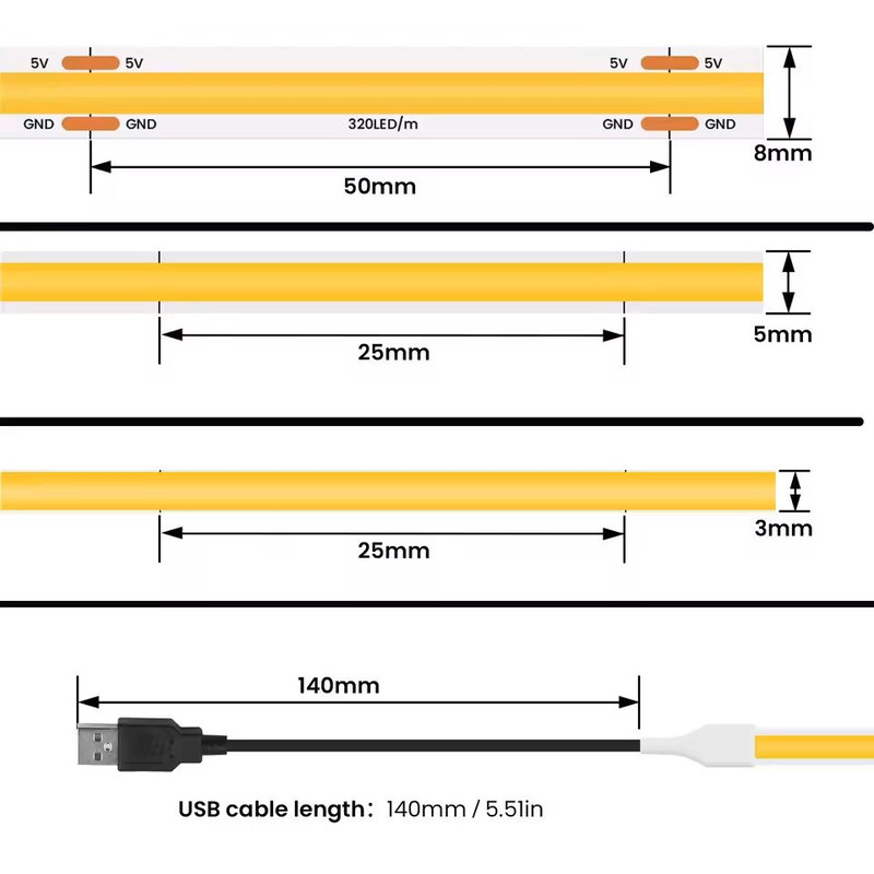 USB Powered COB LED Strip Light For TV Backlight And Room Decor 3