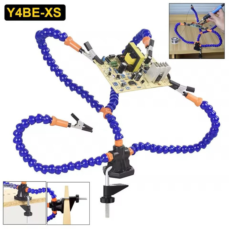 Soldering Station Helping Hand Tool With Flexible Arms And Clamp Base 9