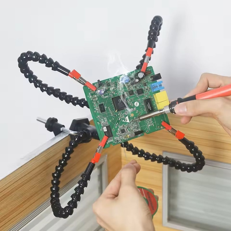 Soldering Station Helping Hand Tool With Flexible Arms And Clamp Base 4