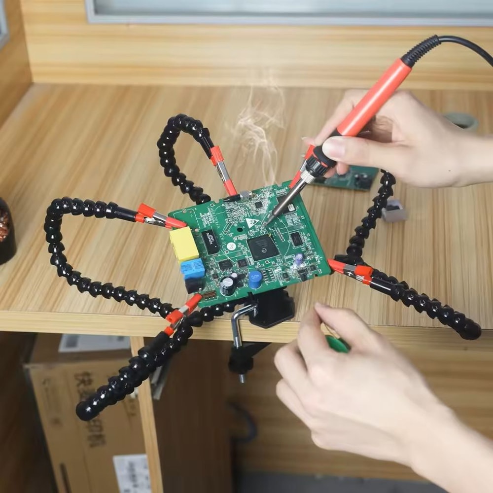 Soldering Station Helping Hand Tool With Flexible Arms And Clamp Base 5