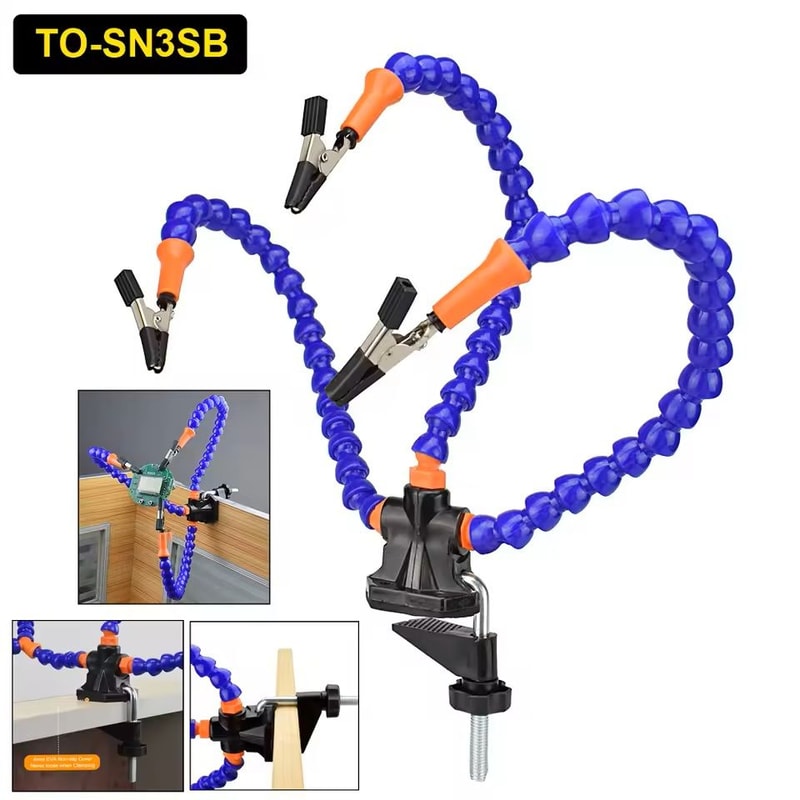 Soldering Station Helping Hand Tool With Flexible Arms And Clamp Base 6