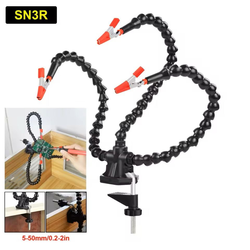 Soldering Station Helping Hand Tool With Flexible Arms And Clamp Base 7