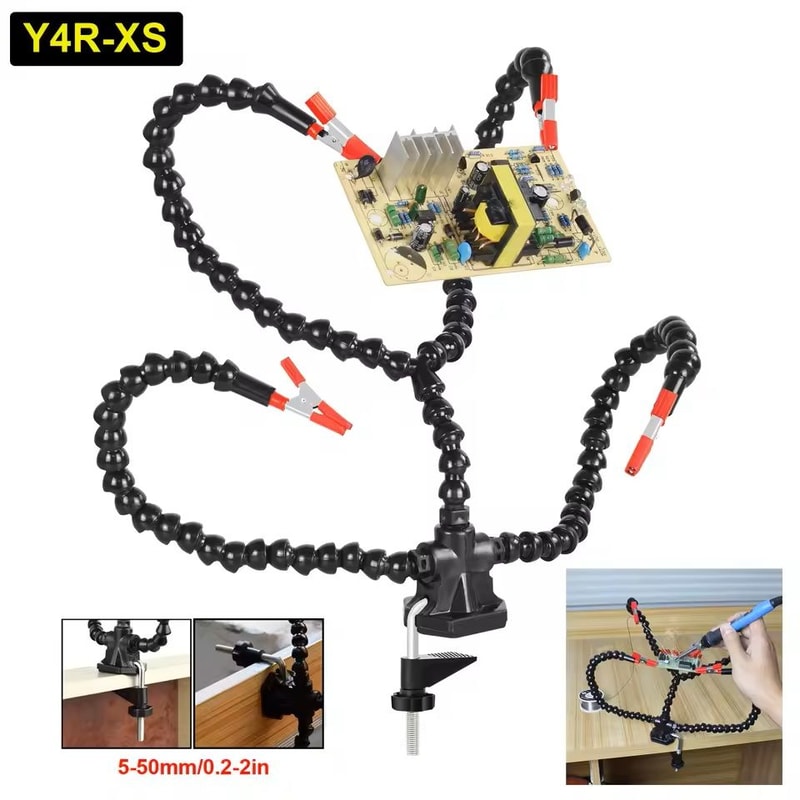 Soldering Station Helping Hand Tool With Flexible Arms And Clamp Base 8