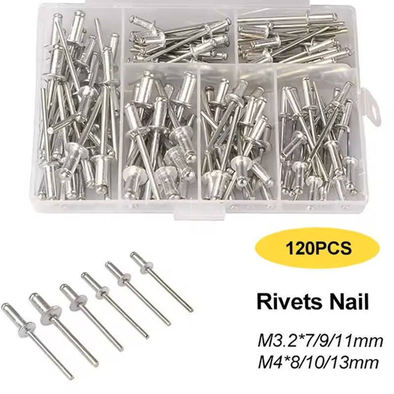 Rivet Gun Tool Set With 120 Rivets Heavy Duty Pop Riveter For Metal Plastic And DIY Repairs 5