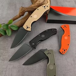 folding pocket knife with drop point blade for outdoor camping and hunting