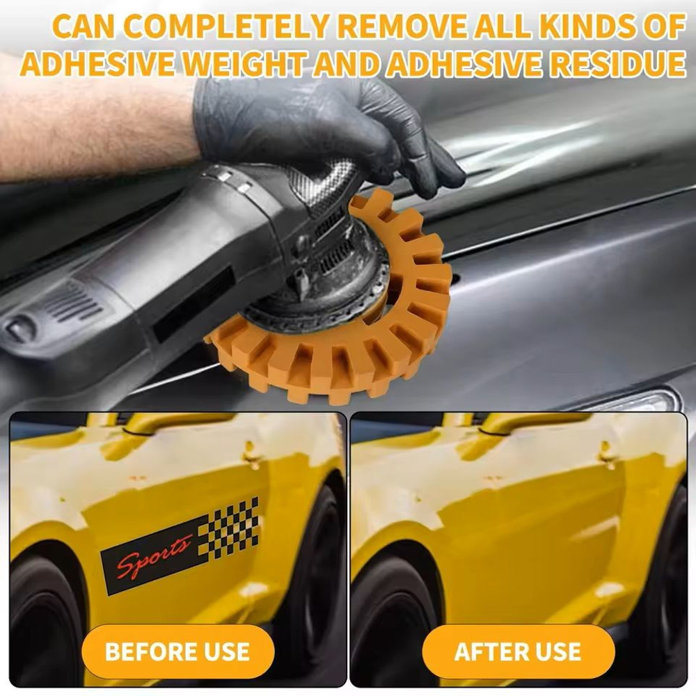Adhesive Remover Rubber Wheel With Drill Adapter For Decals And Paint Repair 1