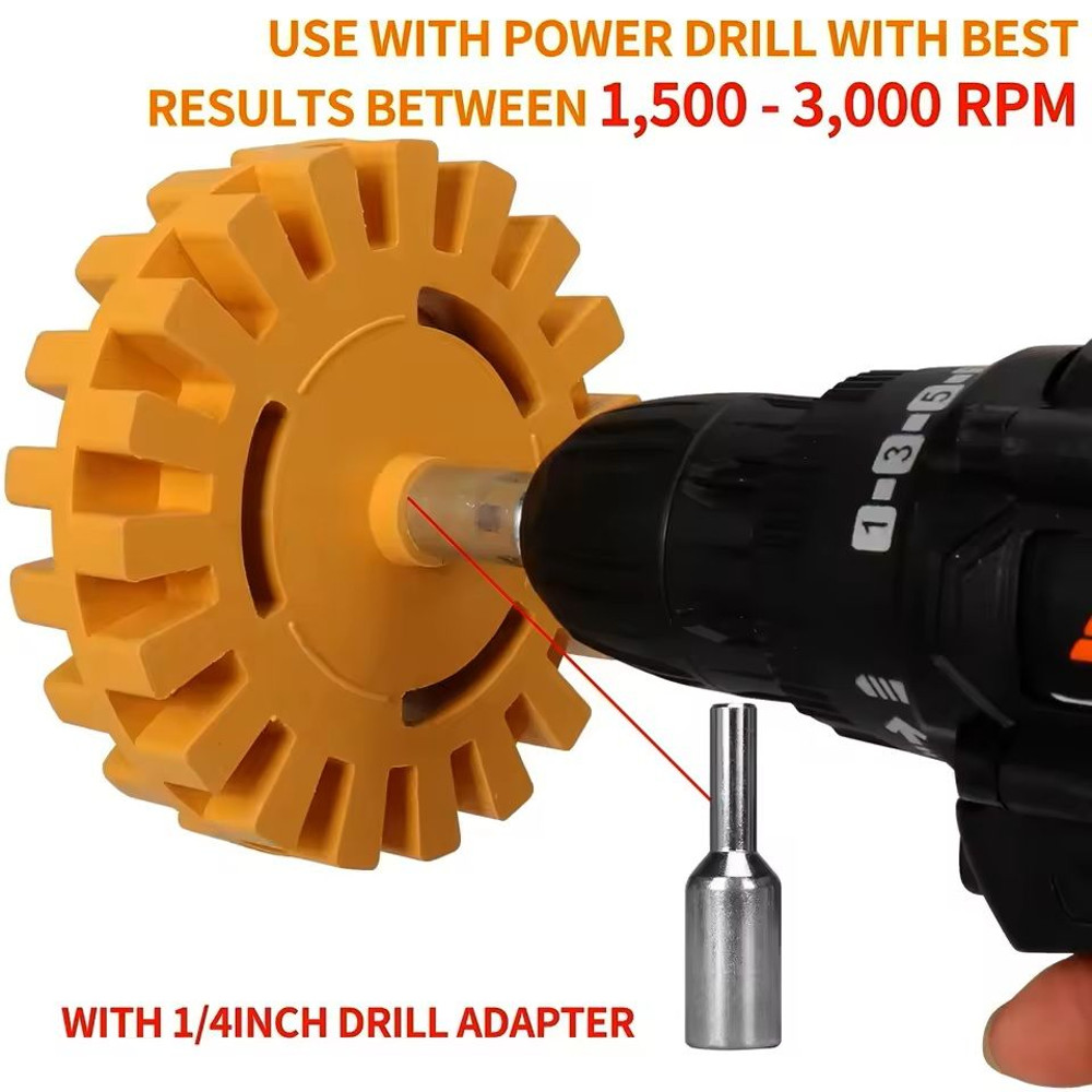 Adhesive Remover Rubber Wheel With Drill Adapter For Decals And Paint Repair 4