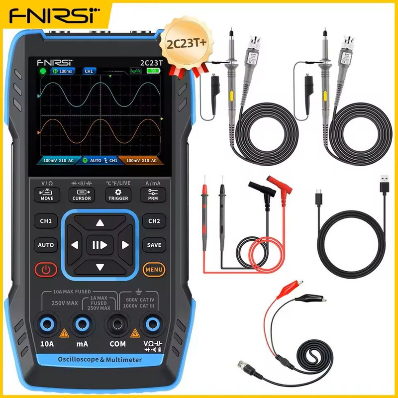 Handheld Digital Oscilloscope Multimeter With Signal Generator 50MHz Dual Channel 4