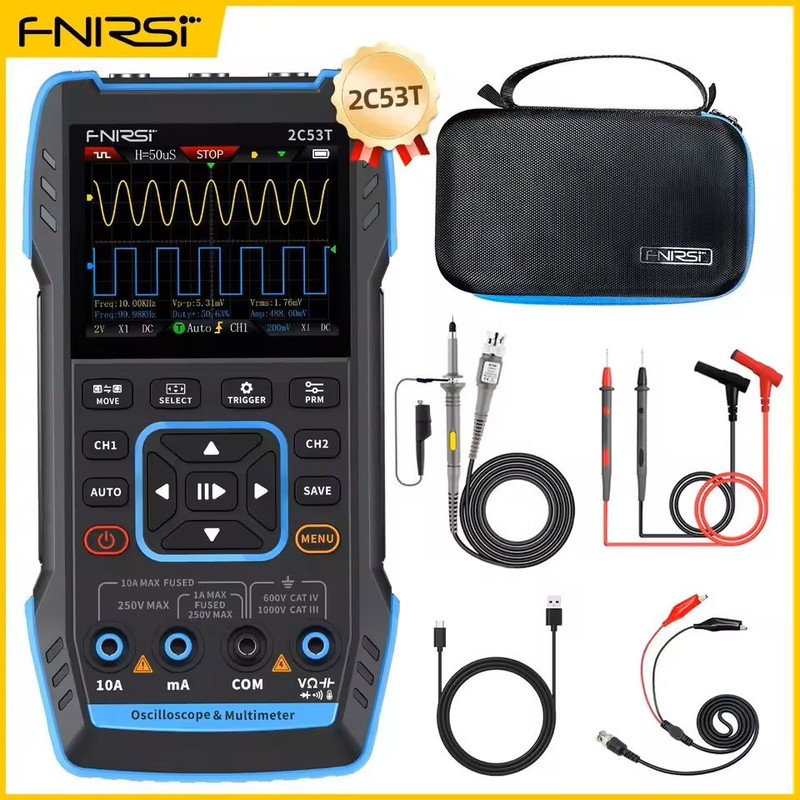Handheld Digital Oscilloscope Multimeter With Signal Generator 50MHz Dual Channel 7