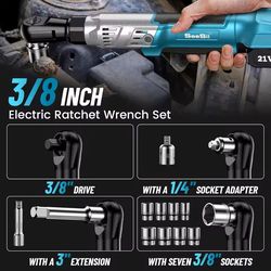 cordless power ratchet wrench kit with two batteries and variable speed for automotive and diy use