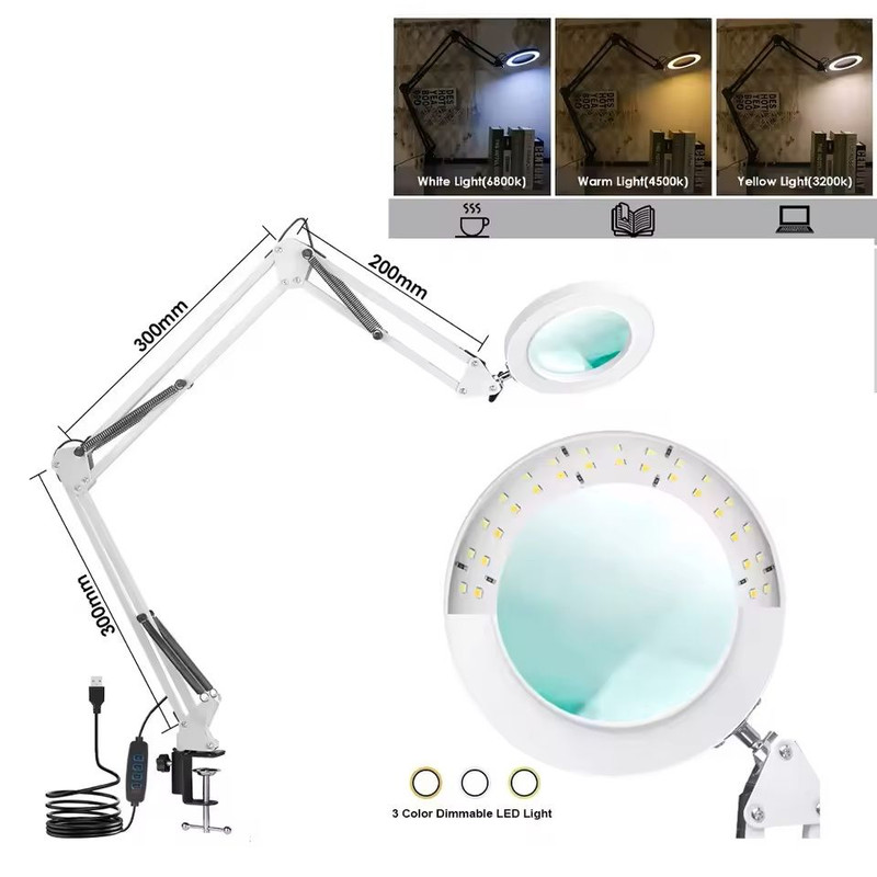 LED Magnifying Glass Table Lamp With Adjustable Light And 8X 10X Lens For Soldering And Skincare 15