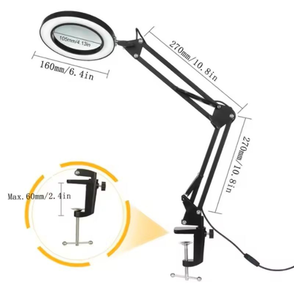 LED Magnifying Glass Table Lamp With Adjustable Light And 8X 10X Lens For Soldering And Skincare 7