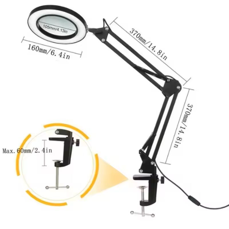 LED Magnifying Glass Table Lamp With Adjustable Light And 8X 10X Lens For Soldering And Skincare 8