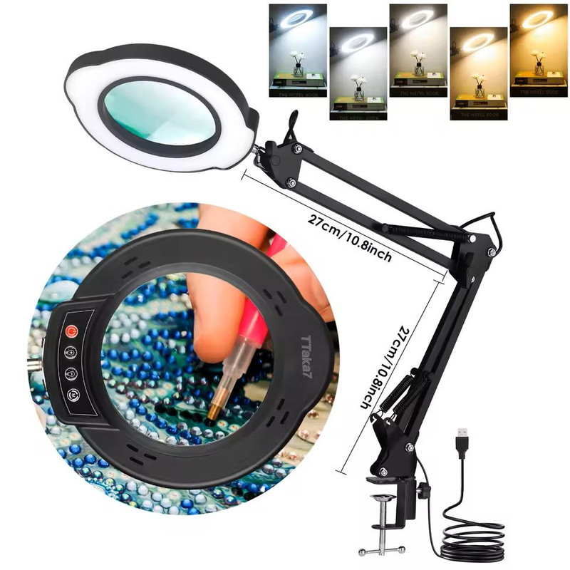 LED Magnifying Glass Table Lamp With Adjustable Light And 8X 10X Lens For Soldering And Skincare 10