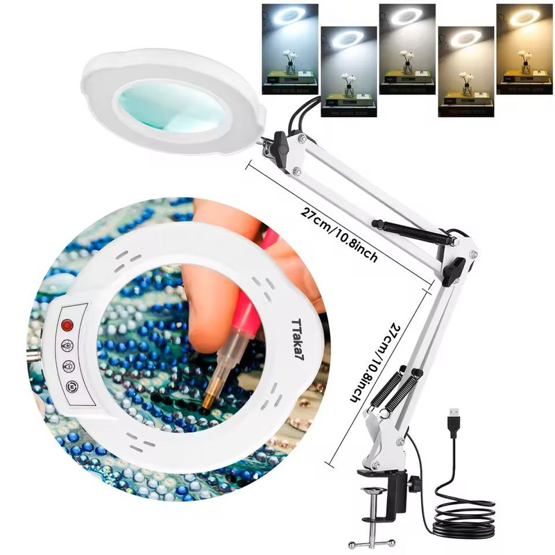 LED Magnifying Glass Table Lamp With Adjustable Light And 8X 10X Lens For Soldering And Skincare 12