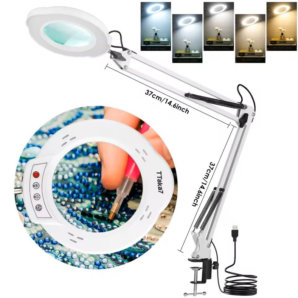 LED Magnifying Glass Table Lamp With Adjustable Light And 8X 10X Lens For Soldering And Skincare 13