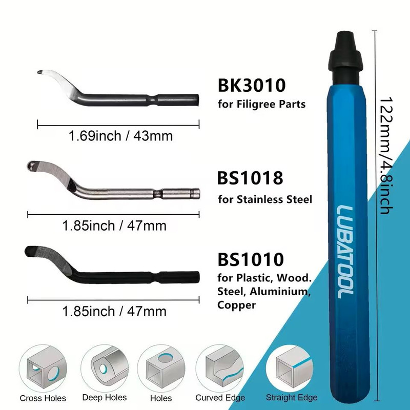 Deburring Tool With 11 Steel Blades And Rotary Head For Metal Plastic Wood And 3D Printing 6