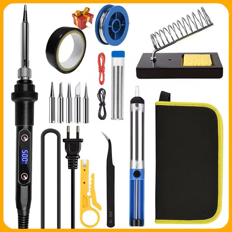 Electric Soldering Iron Kit With LCD Display Adjustable Temperature 16 Piece Set 8