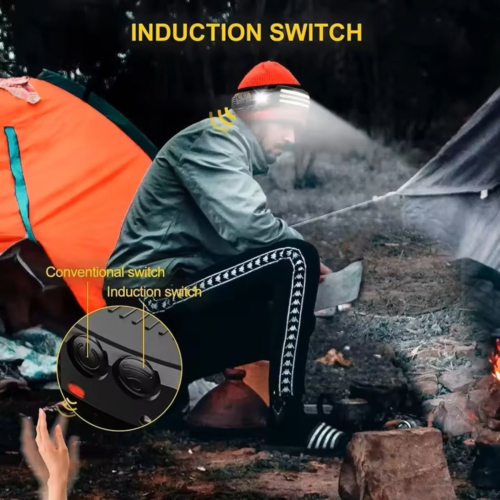 LED Sensor Rechargeable Headlamp For Outdoor Camping And Fishing 1