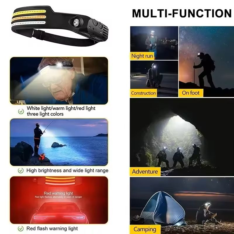 LED Sensor Rechargeable Headlamp For Outdoor Camping And Fishing 2