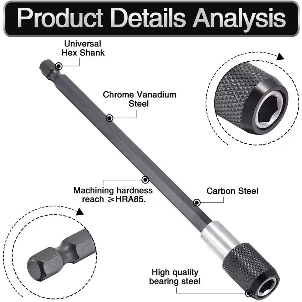 Hex Shank Quick Release Magnetic Screwdriver Extension For Power Tools 3