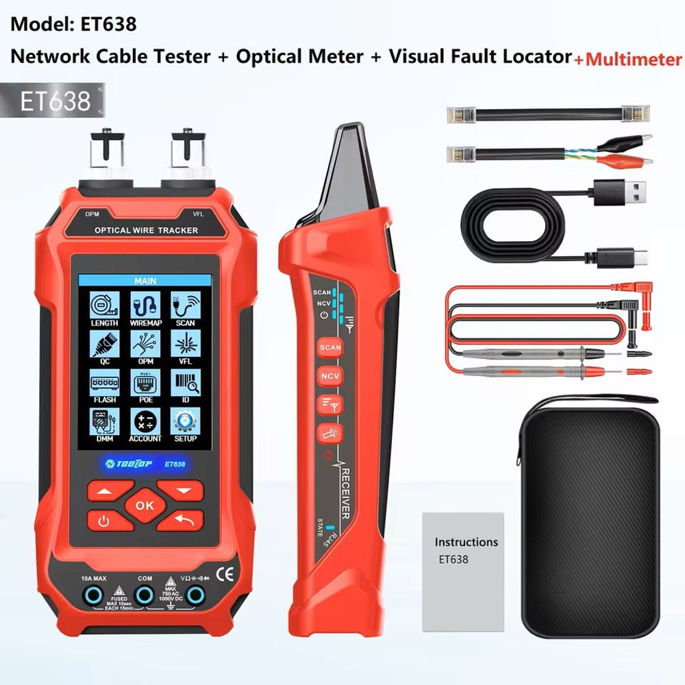 Multifunction Network Cable Tester And Fiber Fault Locator With Optical Power Meter And LAN Cable T 8