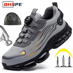 men's rotating button safety shoes with steel toe protection