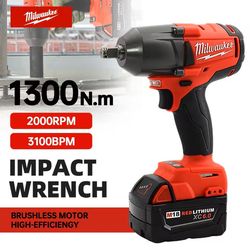 18v cordless impact wrench with 1300nm torque and brushless motor