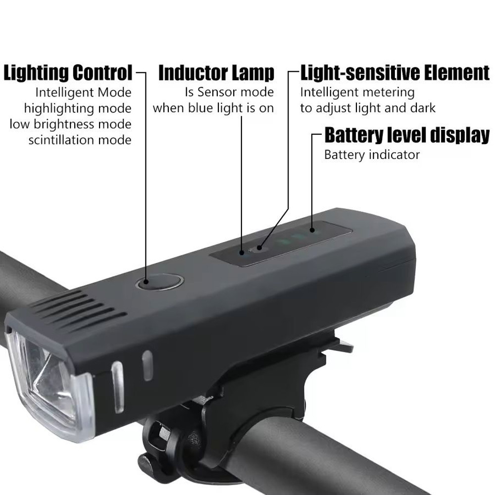 USB Rechargeable Bike Light Set With Smart Sensor And Waterproof Rear Flashlight 3