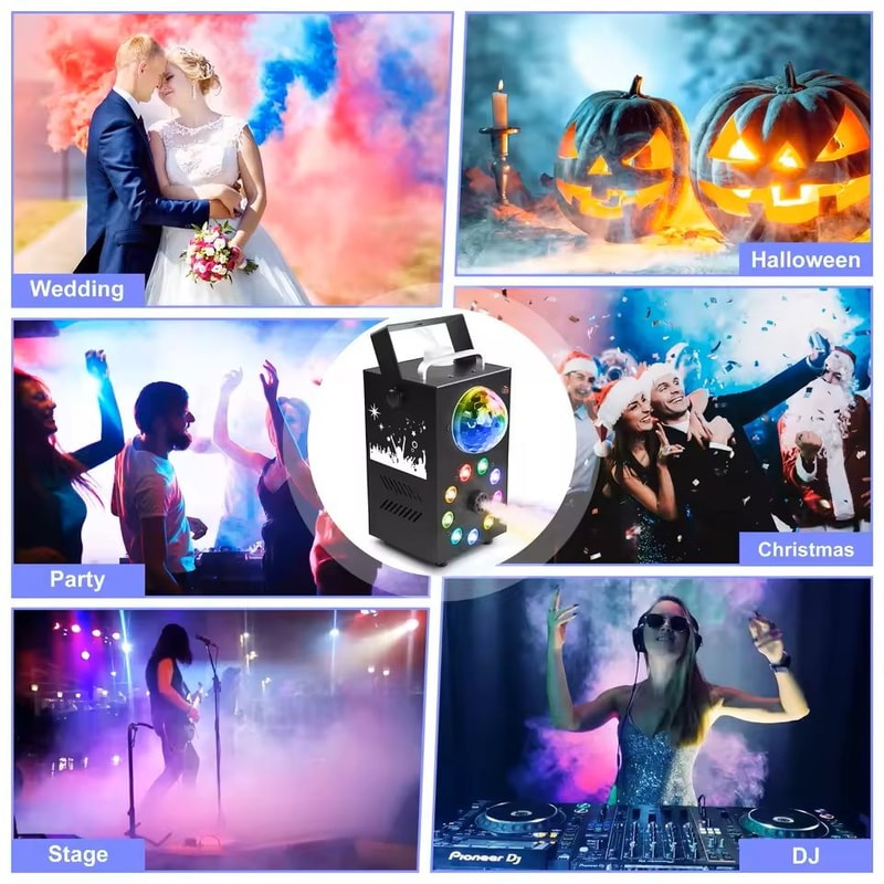 700W Smoke Machine With Wireless Remote And LED RGB Stage Light 1